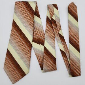 Necktie Stripe Yellow Orange 4" W 57" L VTG Retro Golden Clasp by Prince Consort